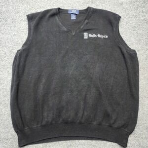 Vintage Rolls Royce Black Mens XL Vest 100% Cotton Embroidered Logo